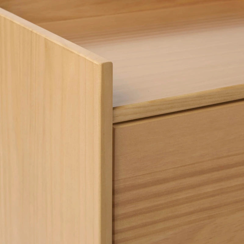 Table de chevet à 2 tiroirs en bois massif de style Mid-Century avec plateau galerie
