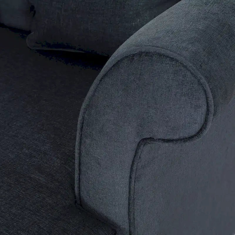 Charcoal Upholstered Double Chaise Lounge with Scroll Arms and Tufted Back