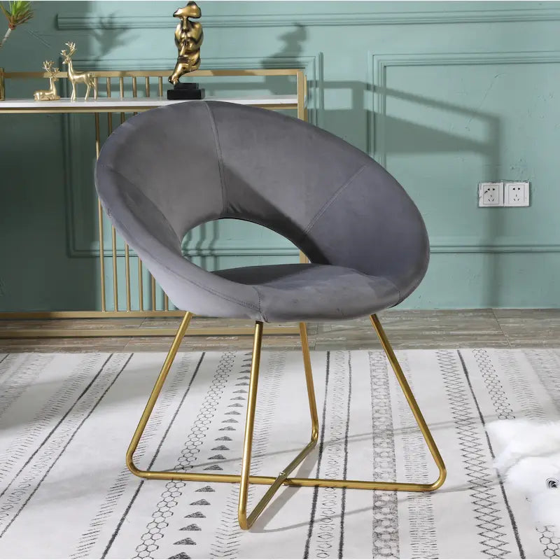 Velvet Upholstered Accent Chair Curved Back Gold Sled Base Multi-Color
