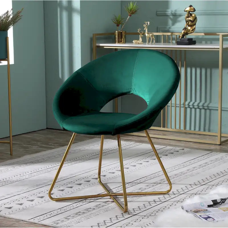 Velvet Upholstered Accent Chair Curved Back Gold Sled Base Multi-Color