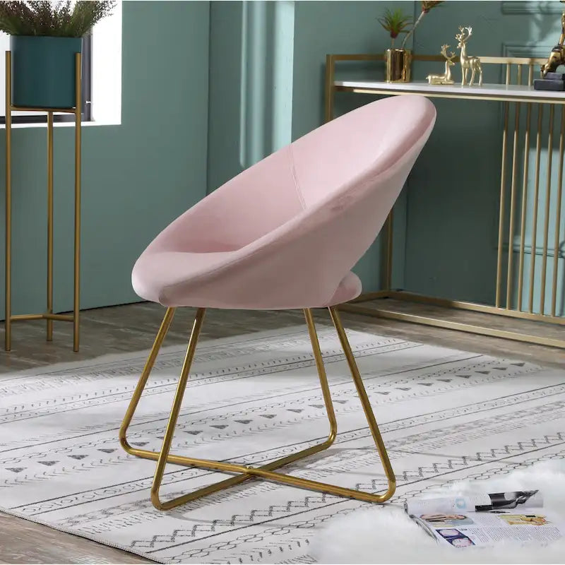 Velvet Upholstered Accent Chair Curved Back Gold Sled Base Multi-Color