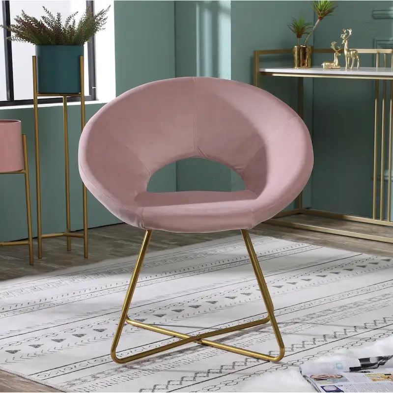 Velvet Upholstered Accent Chair Curved Back Gold Sled Base Multi-Color