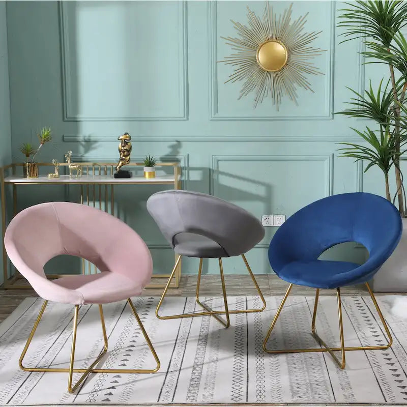 Velvet Upholstered Accent Chair Curved Back Gold Sled Base Multi-Color