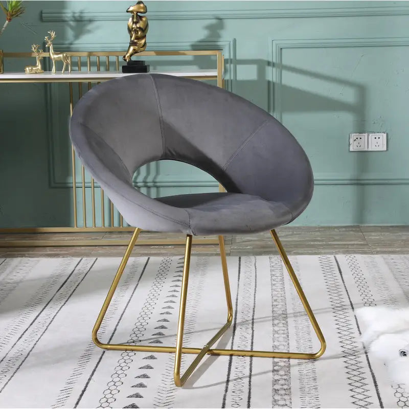 Velvet Upholstered Accent Chair Curved Back Gold Sled Base Multi-Color
