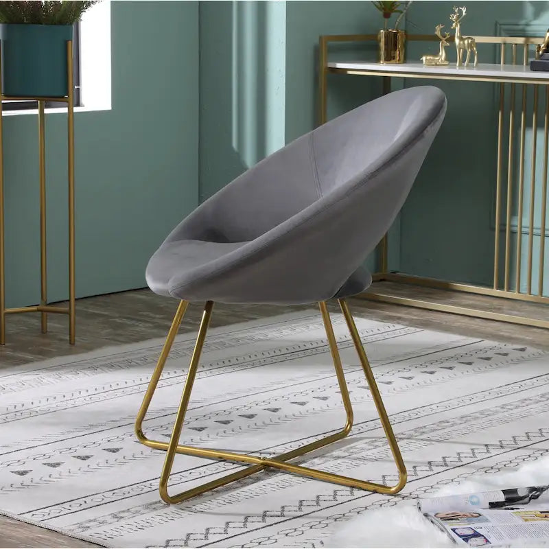 Velvet Upholstered Accent Chair Curved Back Gold Sled Base Multi-Color