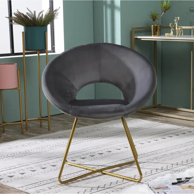 Velvet Upholstered Accent Chair Curved Back Gold Sled Base Multi-Color