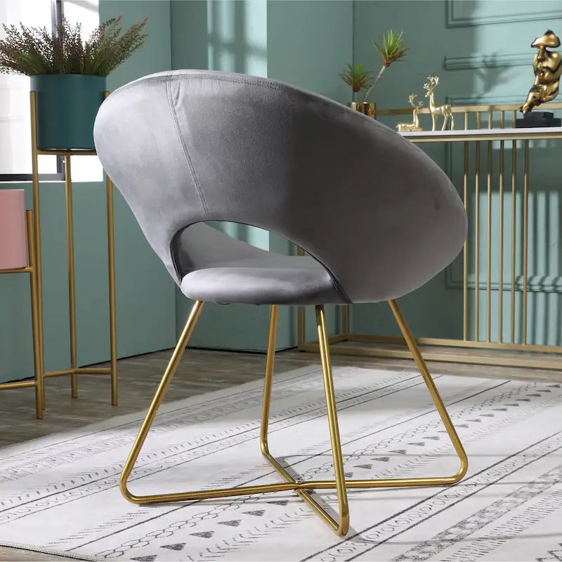 Velvet Upholstered Accent Chair Curved Back Gold Sled Base Multi-Color