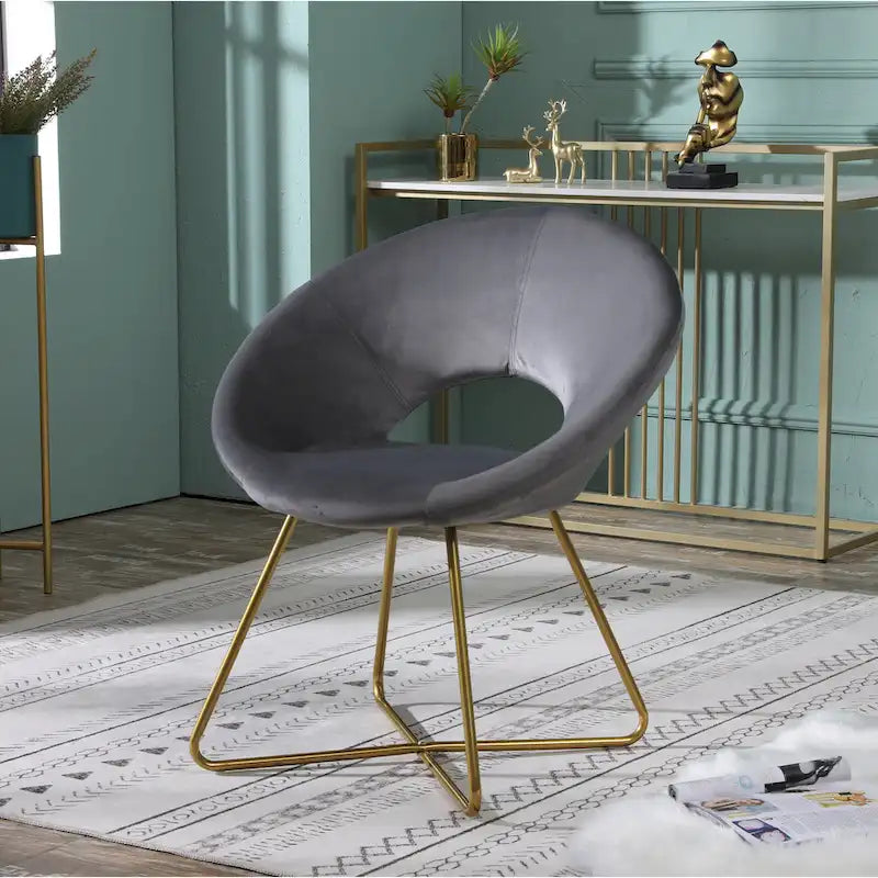 Velvet Upholstered Accent Chair Curved Back Gold Sled Base Multi-Color