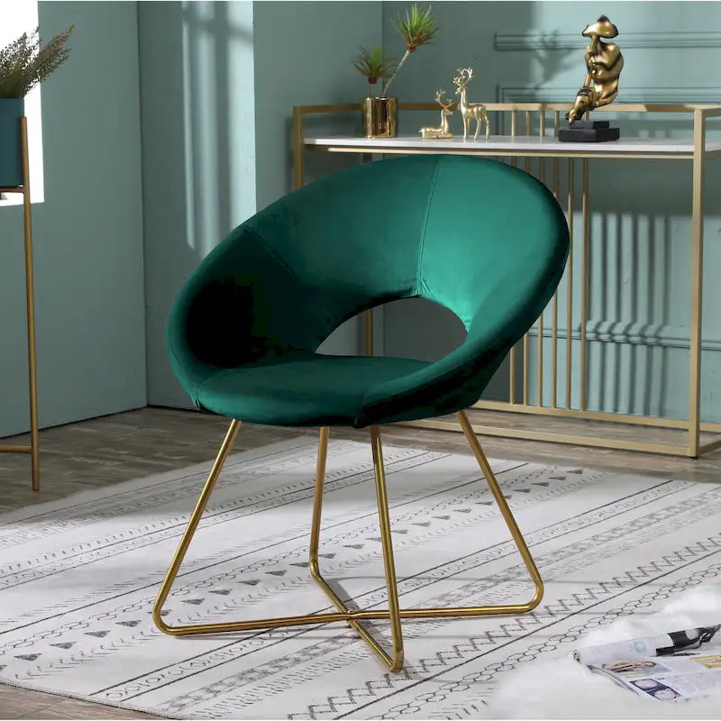 Velvet Upholstered Accent Chair Curved Back Gold Sled Base Multi-Color