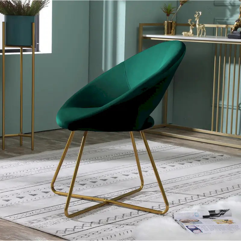 Velvet Upholstered Accent Chair Curved Back Gold Sled Base Multi-Color