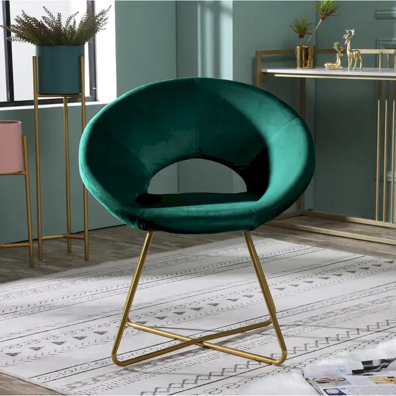 Velvet Upholstered Accent Chair Curved Back Gold Sled Base Multi-Color