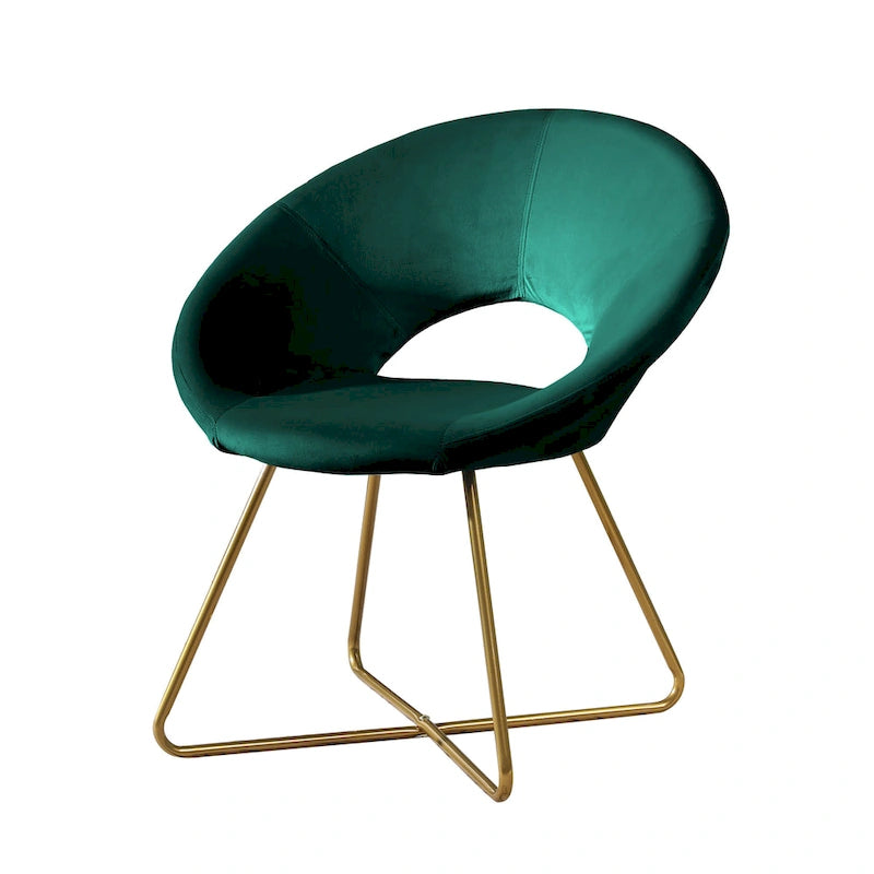 Velvet Upholstered Accent Chair Curved Back Gold Sled Base Multi-Color