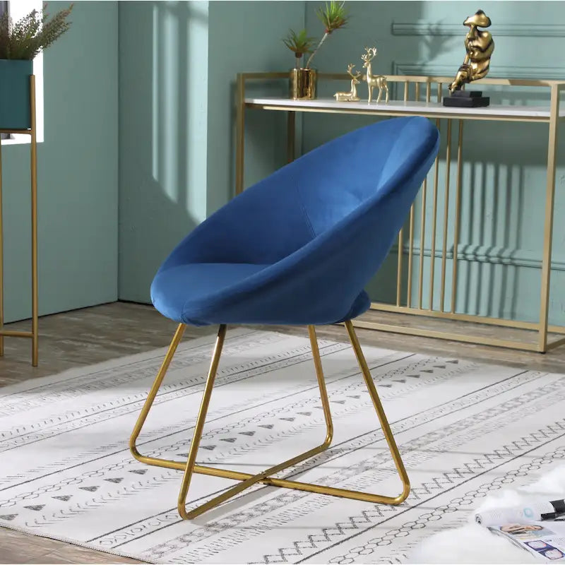 Velvet Upholstered Accent Chair Curved Back Gold Sled Base Multi-Color