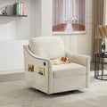 Fauteuil d'appoint moderne blanc crème de 30,3 po avec USB