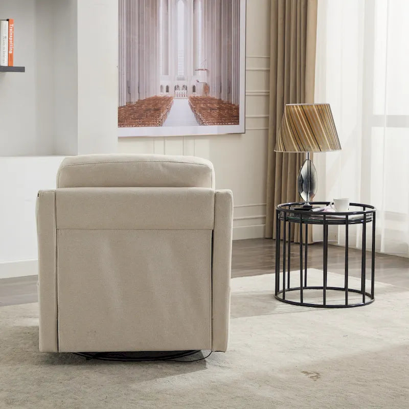 Fauteuil d'appoint moderne blanc crème de 30,3 po avec USB