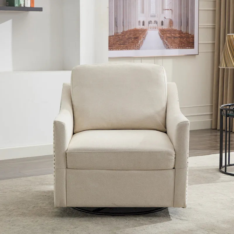 Fauteuil d'appoint moderne blanc crème de 30,3 po avec USB