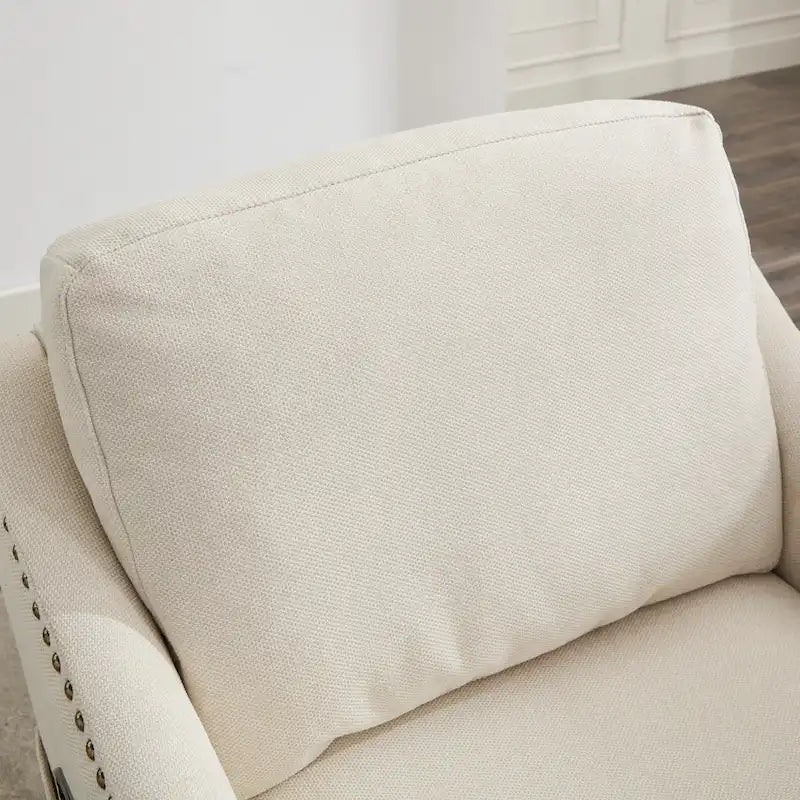 Fauteuil d'appoint moderne blanc crème de 30,3 po avec USB