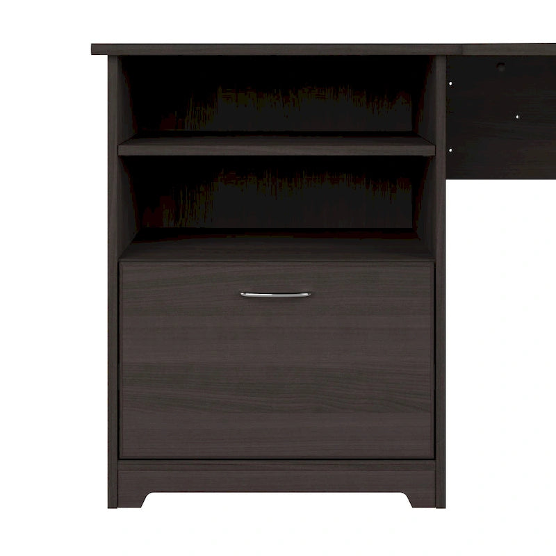 Bureau d'angle en L de 60W avec tiroir de rangement pour dossiers et gestion des câbles