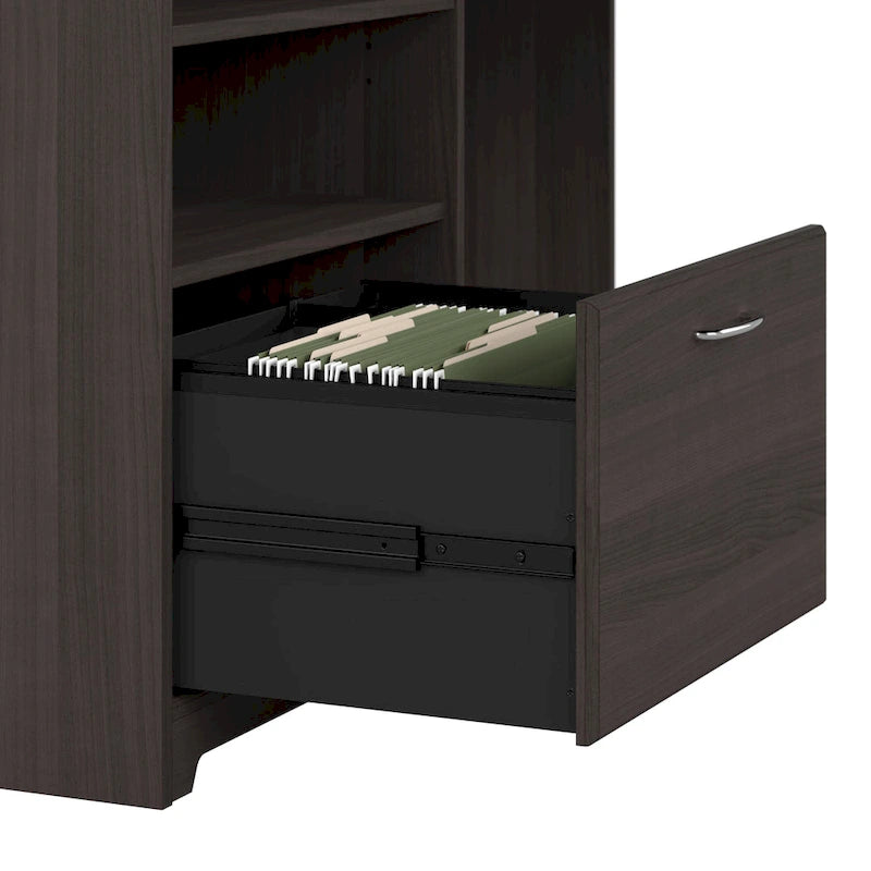 Bureau d'angle en L de 60W avec tiroir de rangement pour dossiers et gestion des câbles