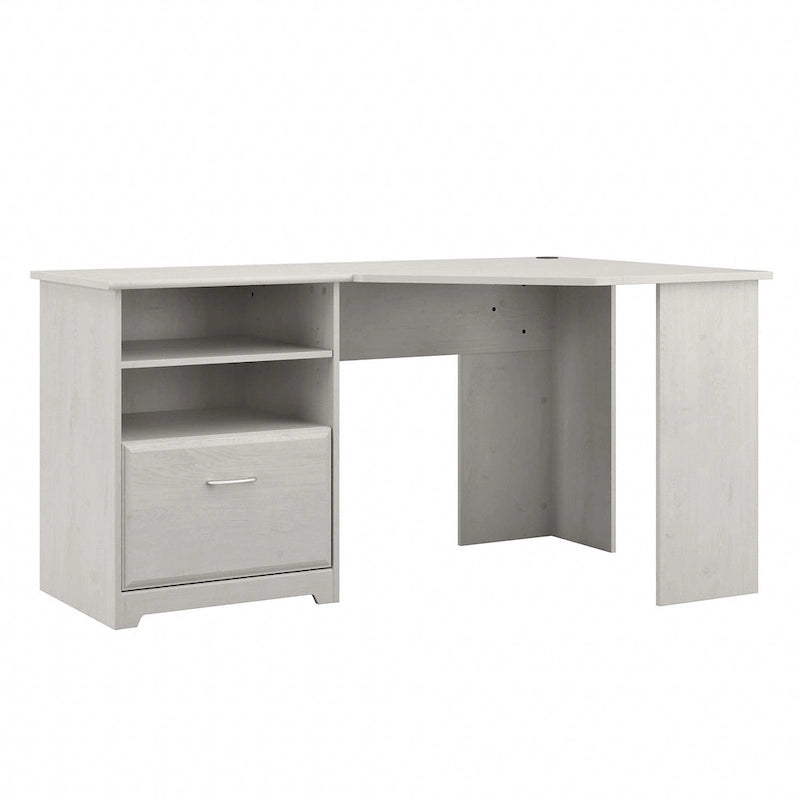 Bureau d'angle en L de 60W avec tiroir de rangement pour dossiers et gestion des câbles