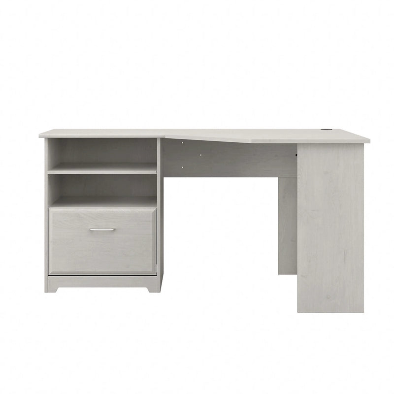 Bureau d'angle en L de 60W avec tiroir de rangement pour dossiers et gestion des câbles