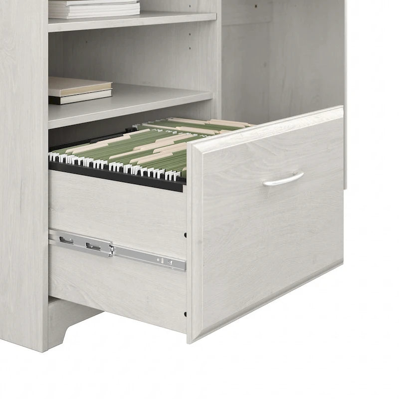 Bureau d'angle en L de 60W avec tiroir de rangement pour dossiers et gestion des câbles