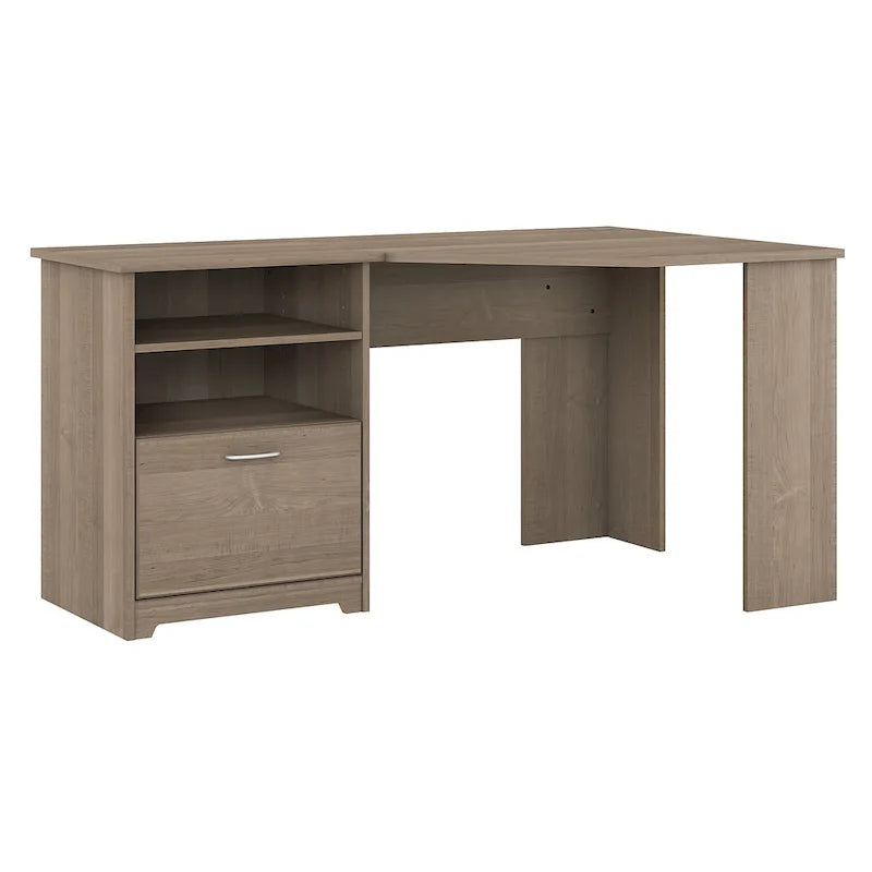Bureau d'angle en L de 60W avec tiroir de rangement pour dossiers et gestion des câbles