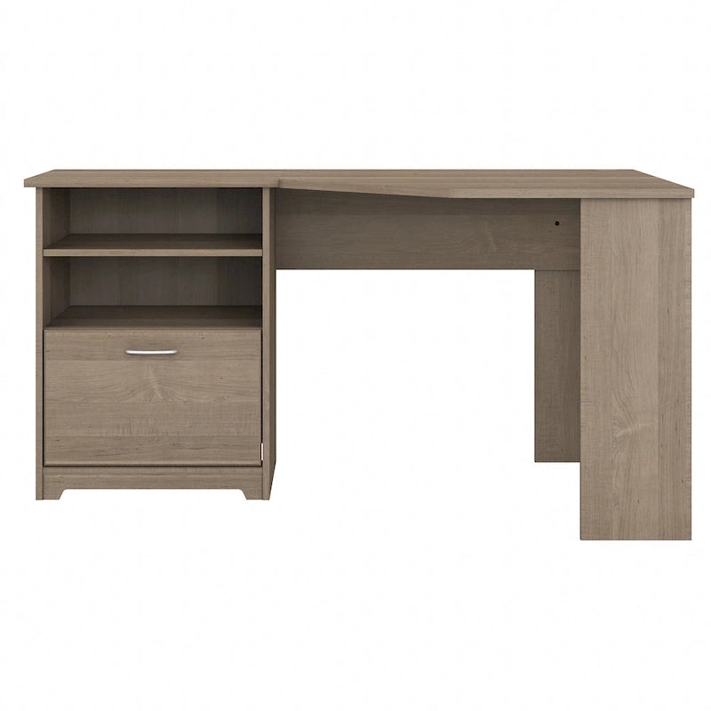 Bureau d'angle en L de 60W avec tiroir de rangement pour dossiers et gestion des câbles