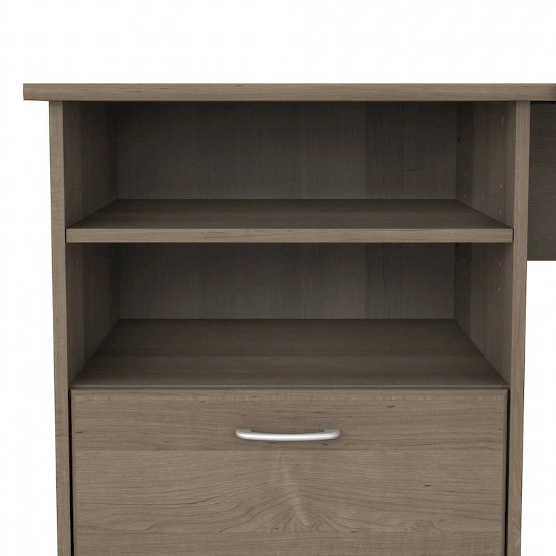 Bureau d'angle en L de 60W avec tiroir de rangement pour dossiers et gestion des câbles