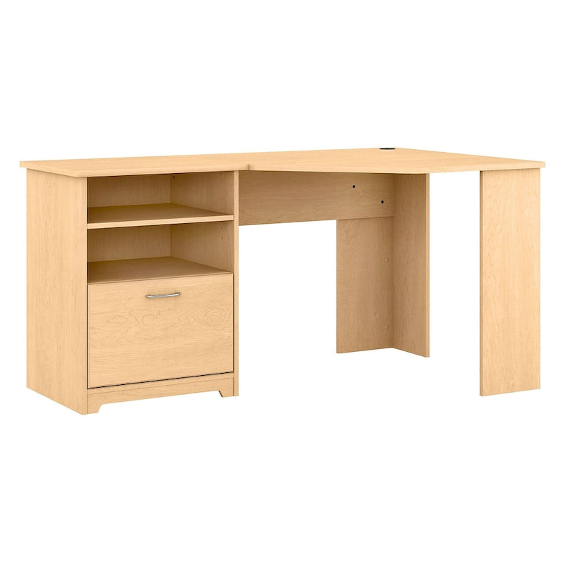 Bureau d'angle en L de 60W avec tiroir de rangement pour dossiers et gestion des câbles