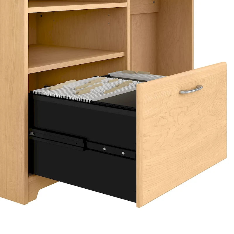 Bureau d'angle en L de 60W avec tiroir de rangement pour dossiers et gestion des câbles