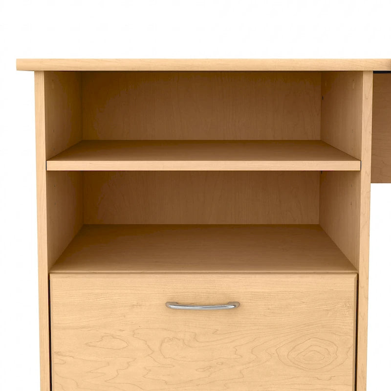 Bureau d'angle en L de 60W avec tiroir de rangement pour dossiers et gestion des câbles