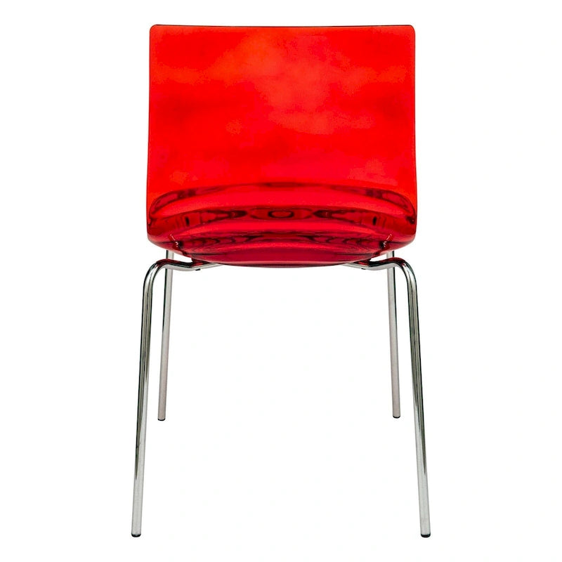 Chaise de salle à manger en acrylique transparent avec pieds chromés motif ondulé empilable