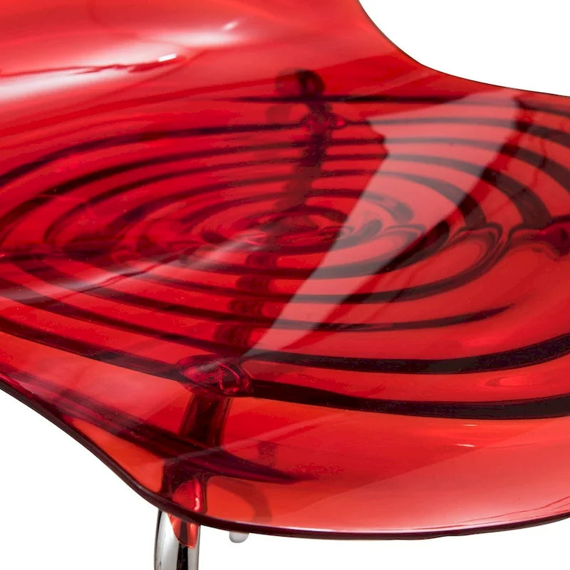 Chaise de salle à manger en acrylique transparent avec pieds chromés motif ondulé empilable