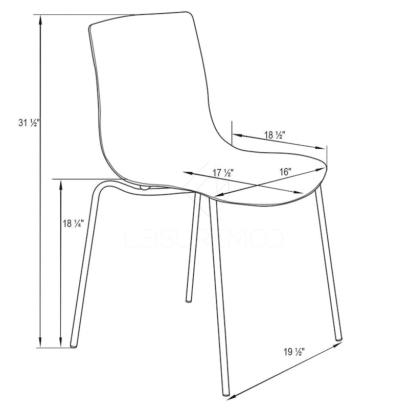 Chaise de salle à manger en acrylique transparent avec pieds chromés motif ondulé empilable