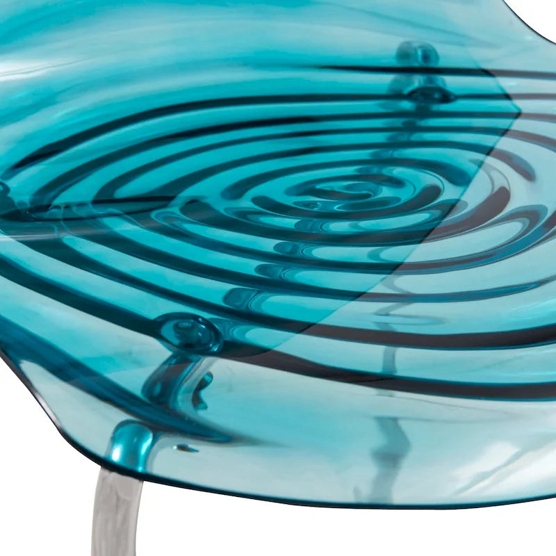Chaise de salle à manger en acrylique transparent avec pieds chromés motif ondulé empilable