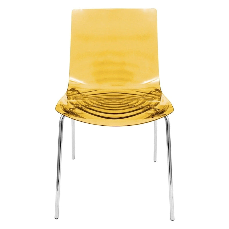 Chaise de salle à manger en acrylique transparent avec pieds chromés motif ondulé empilable