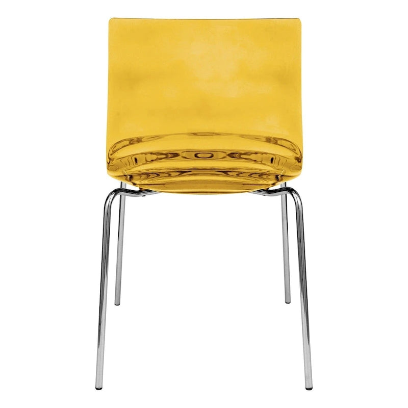 Chaise de salle à manger en acrylique transparent avec pieds chromés motif ondulé empilable