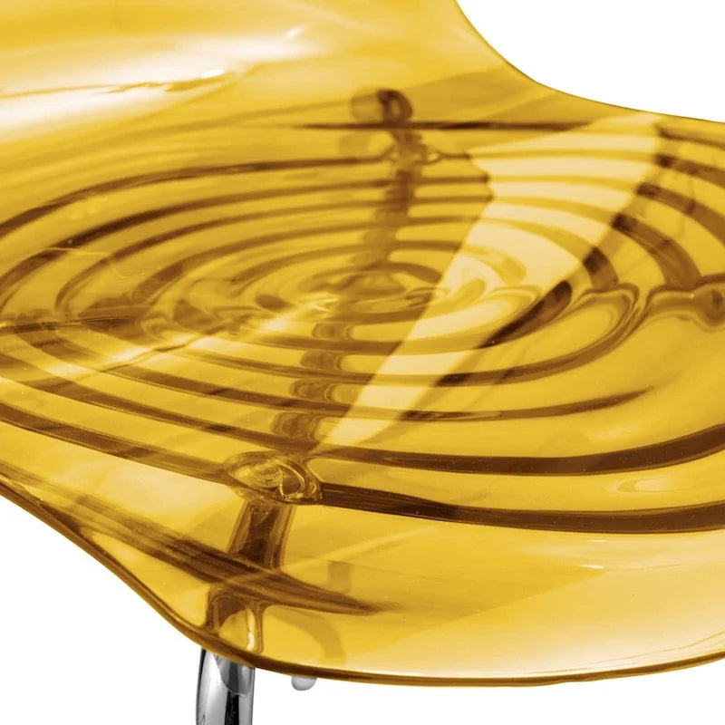 Chaise de salle à manger en acrylique transparent avec pieds chromés motif ondulé empilable