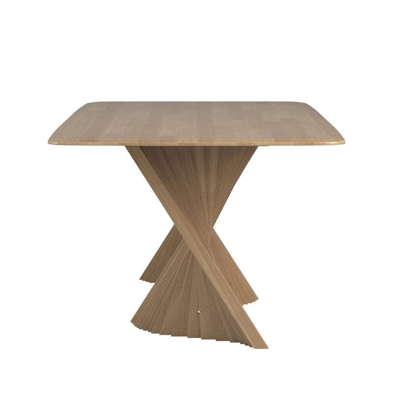 Table à manger Wave Ripple en bois d'hévéa massif, finition noyer foncé naturel