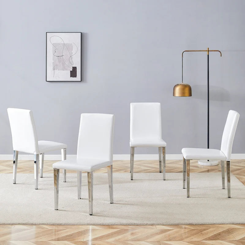 Lot de 4 chaises de salle à manger, chaises d'appoint sans accoudoirs rembourrées, chaises de salon modernes en cuir PU avec dossier pour salle à manger
