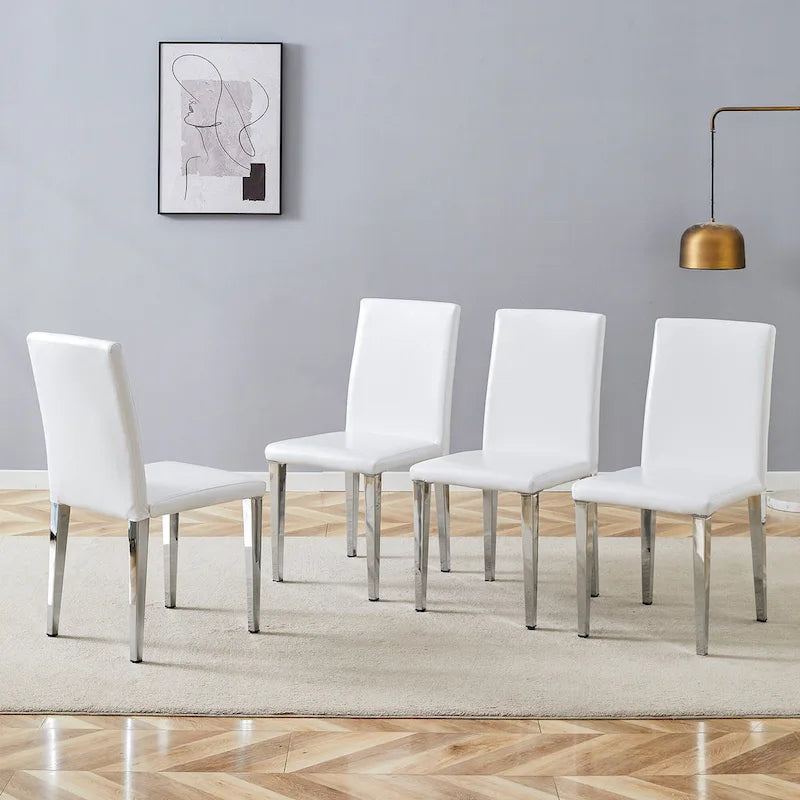 Lot de 4 chaises de salle à manger, chaises d'appoint sans accoudoirs rembourrées, chaises de salon modernes en cuir PU avec dossier pour salle à manger