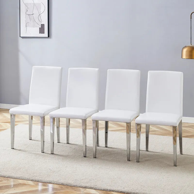 Lot de 4 chaises de salle à manger, chaises d'appoint sans accoudoirs rembourrées, chaises de salon modernes en cuir PU avec dossier pour salle à manger
