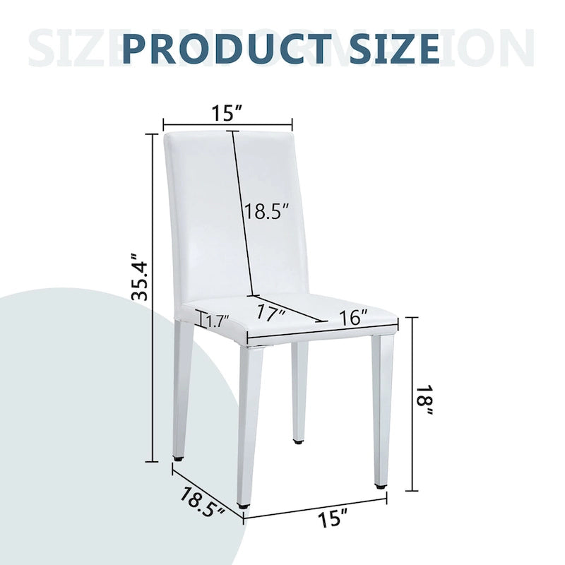 Lot de 4 chaises de salle à manger, chaises d'appoint sans accoudoirs rembourrées, chaises de salon modernes en cuir PU avec dossier pour salle à manger