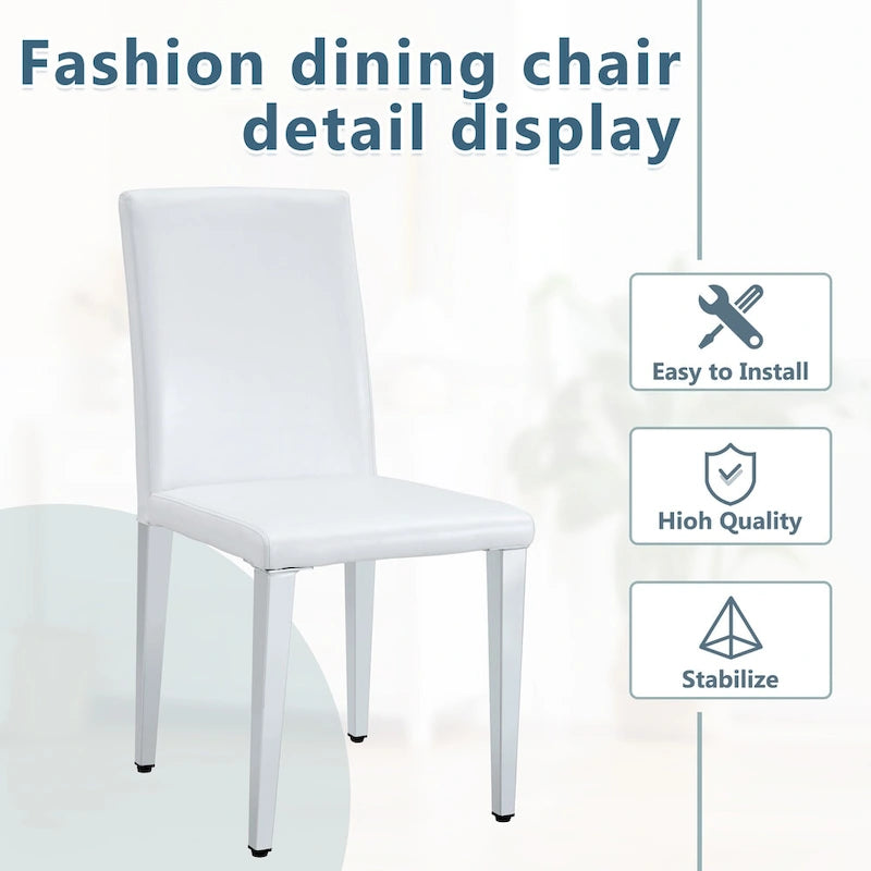 Lot de 4 chaises de salle à manger, chaises d'appoint sans accoudoirs rembourrées, chaises de salon modernes en cuir PU avec dossier pour salle à manger