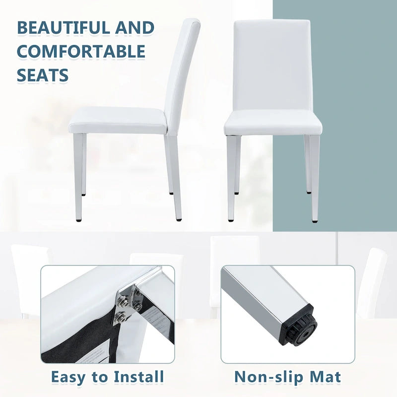 Lot de 4 chaises de salle à manger, chaises d'appoint sans accoudoirs rembourrées, chaises de salon modernes en cuir PU avec dossier pour salle à manger