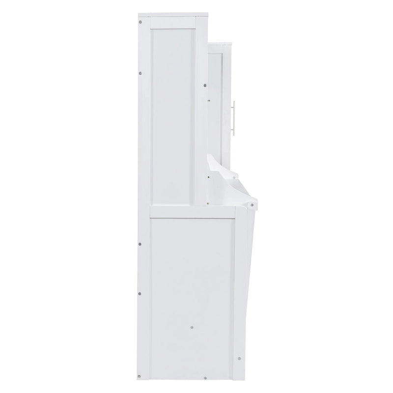 Lit escamotable mural avec armoire et tiroirs de rangement, blanc ou gris