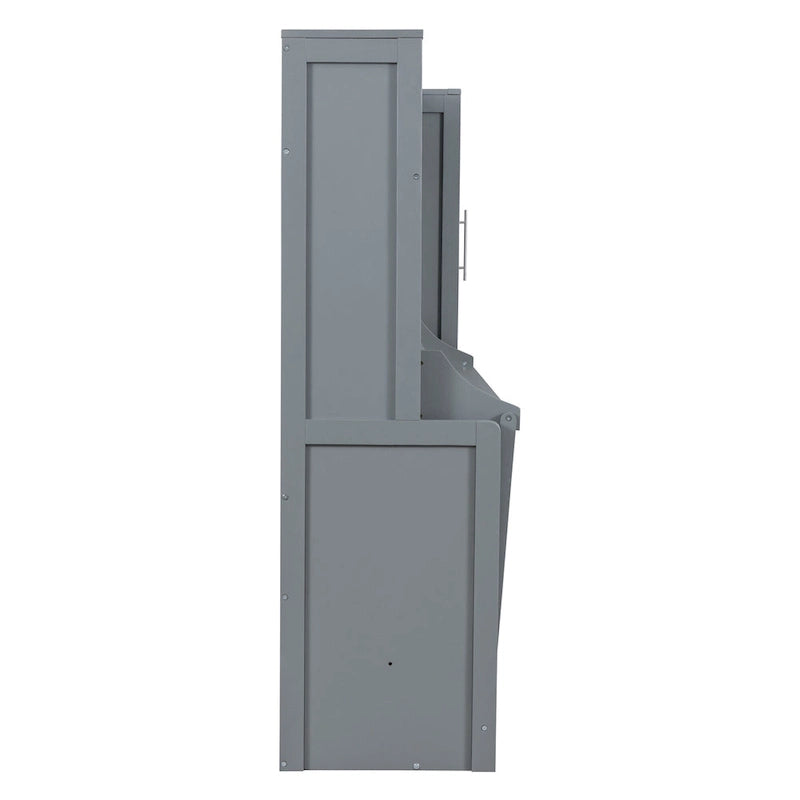 Lit escamotable mural avec armoire et tiroirs de rangement, blanc ou gris