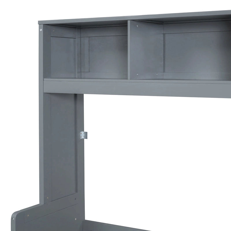 Lit escamotable mural avec armoire et tiroirs de rangement, blanc ou gris