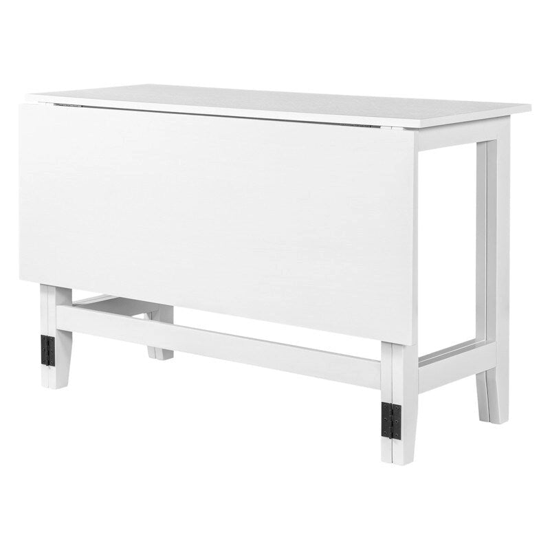 Table de salle à manger blanche avec plateau rabattable en bois d'acacia et pieds en caoutchouc